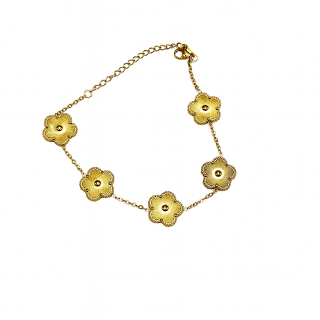 Vandfast Armbånd – Forgyldt Stål, Blomsterdesign - Uniq Perler - 879009