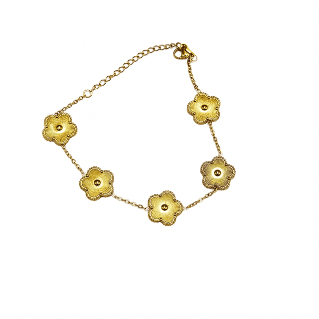 Vandfast Armbånd – Forgyldt Stål, Blomsterdesign - Uniq Perler - 879009