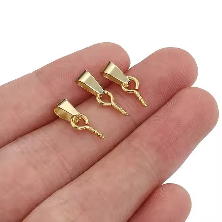 Vandfast Bail Vedhæng - Forgyldt Stål (10x5mm, 5 stk) - Uniq Perler - 113868