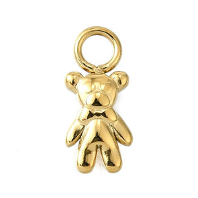 Wasserdichter Teddybär Anhänger – 14K Vergoldet Stahl (5,5x12mm) - Uniq Perler - 114788