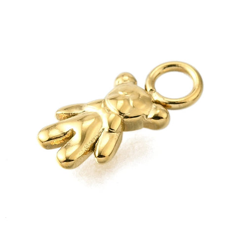 Vandfast Bamse Vedhæng – 14K Forgyldt Stål (5,5x12mm) - Uniq Perler - 114788