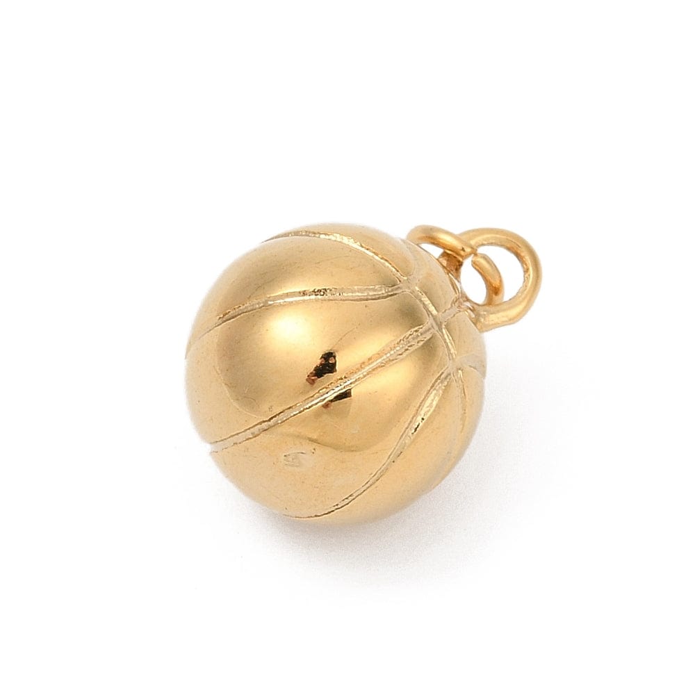 Vandfast Basketball Vedhæng – 18K Forgyldt Stål (16x12mm) - Uniq Perler - 114793