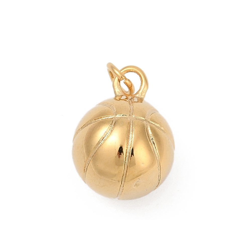 Vandfast Basketball Vedhæng – 18K Forgyldt Stål (16x12mm) - Uniq Perler - 114793