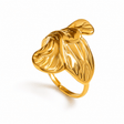 Vandfast Blad Fingerring - 18K Forgyldt Stål (17mm) - Uniq Perler - 116783