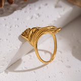 Vandfast Blad Fingerring - 18K Forgyldt Stål (17mm) - Uniq Perler - 