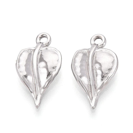 Vandfast Blad Vedhæng – Stål (19x11mm) 2 stk. - Uniq Perler - 116003