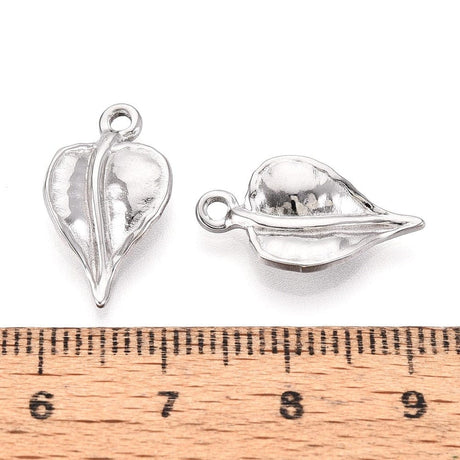 Vandfast Blad Vedhæng – Stål (19x11mm) 2 stk. - Uniq Perler - 116003