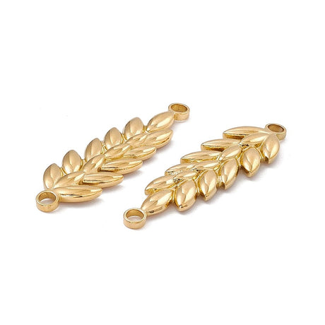 Vandfast Blomster Mellemled, 18K Forgyldt Stål, 38x11mm - Uniq Perler - 113521