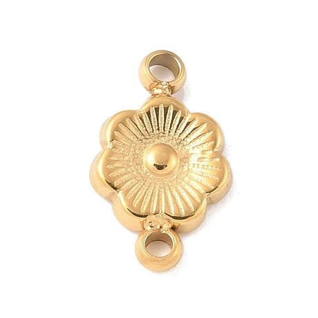 Vandfast Blomster Mellemled, Forgyldt Stål, 9x5mm, 2 stk. - Uniq Perler - 114797