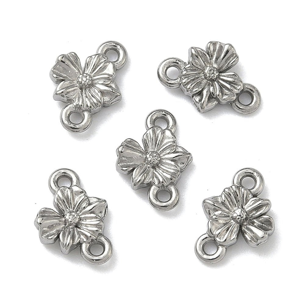Vandfast Blomster Mellemled – Stål (10x7x2.5mm) 2 stk. - Uniq Perler - 119120