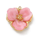 Vandfast Blomster Vedhæng – 18K Forgyldt Stål Med Akryl, Pink (25x25x10mm) - Uniq Perler - 122881