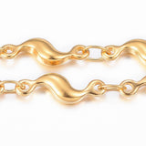 Vandfast Bølgeformet Kæde, 18K Forgyldt Stål, (11,5x3,5x2mm) - Uniq Perler - 111316