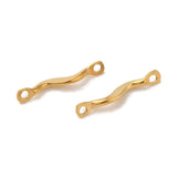 Vandfast Bølget Mellemled Connector, 18K Forgyldt Stål, (15x2x3mm, 4 stk.) - Uniq Perler - 245688