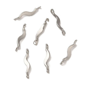 Water-resistant Wavy Intermediate Connector, Steel, (15x2x3mm, 4 pcs.) - Uniq Perler - 435843