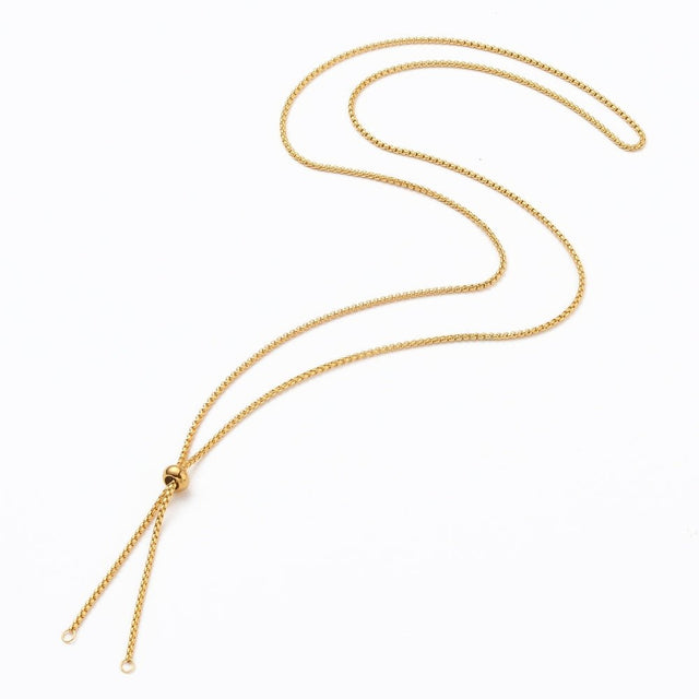 Vandfast Bolo Halskæde – Box Kæde, 18K Forgyldt Stål (60cm) - Uniq Perler - 123445