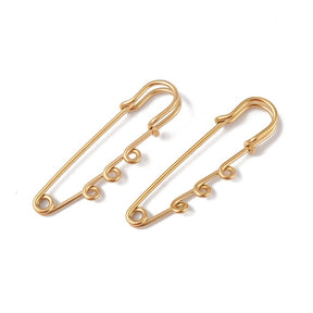 Water-resistant Brooch With 3 Eyes – Gold-plated Steel (51x16mm) 2 pcs - Uniq Perler - 115348
