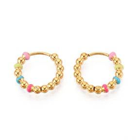 Water-resistant Bubble Hoops - With Enamel, 14K Gold-plated Steel (15mm) - Uniq Perler - 115855
