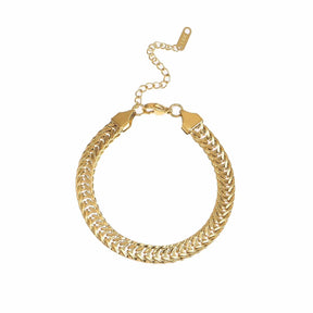 Water-resistant Chunky Bracelet - 18K Gold-plated Steel (18+5cm) - Uniq Perler - 764678