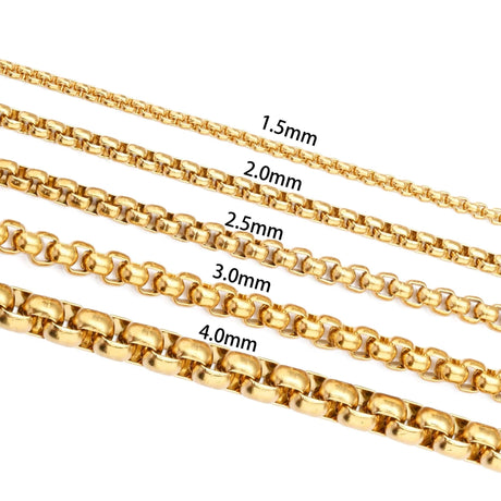 Vandfast Chunky Stål Kæde, Forgyldt, 4mm - Uniq Perler - 114618
