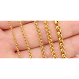 Vandfast Chunky Stål Kæde, Forgyldt, 4mm - Uniq Perler - 114618