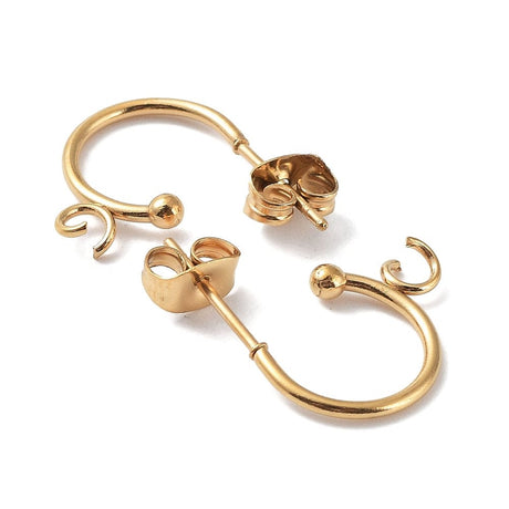 Vandfast Creoler - Med Øje, Forgyldt Stål (19x16mm) - Uniq Perler - 113515