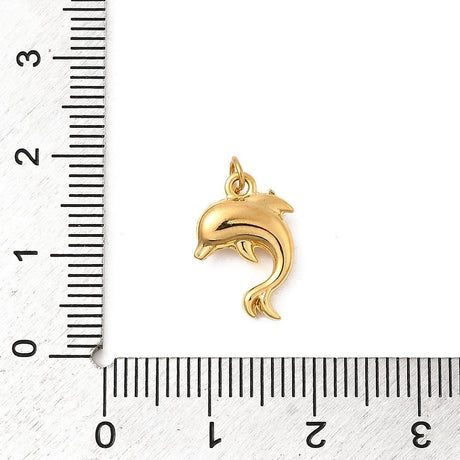 Vandfast Delfin Vedhæng – 18K Forgyldt Stål (14,5x9,5x4mm) 1 stk. - Uniq Perler - 124086