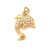 Vandfast Delfin Vedhæng – 18K Forgyldt Stål (14,5x9,5x4mm) 1 stk. - Uniq Perler - 124086