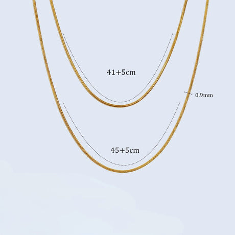 Vandfast Dobbelt Halskæde - 18K Forgyldt Stål (41/45+5cm) - Uniq Perler - 113812