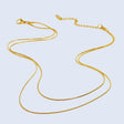 Vandfast Dobbelt Halskæde - 18K Forgyldt Stål (41/45+5cm) - Uniq Perler - 113812