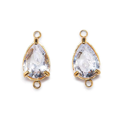 Vandfast Dråbe Mellemled, 18K Forgyldt Stål, 10x6mm - Uniq Perler - 112088