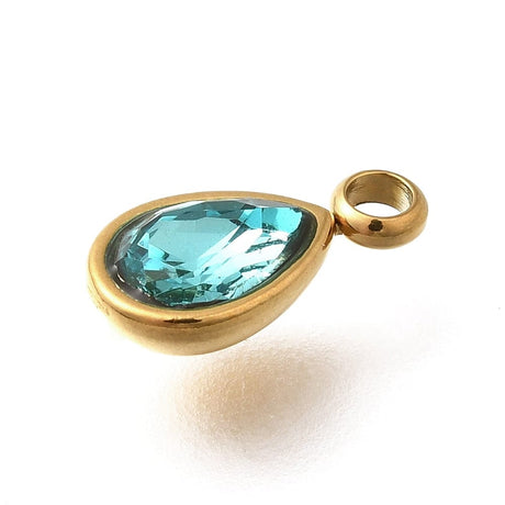 Vandfast Dråbe Vedhæng, Forgyldt Stål, 10,5x5,5mm, 2 stk. - Uniq Perler - 897191