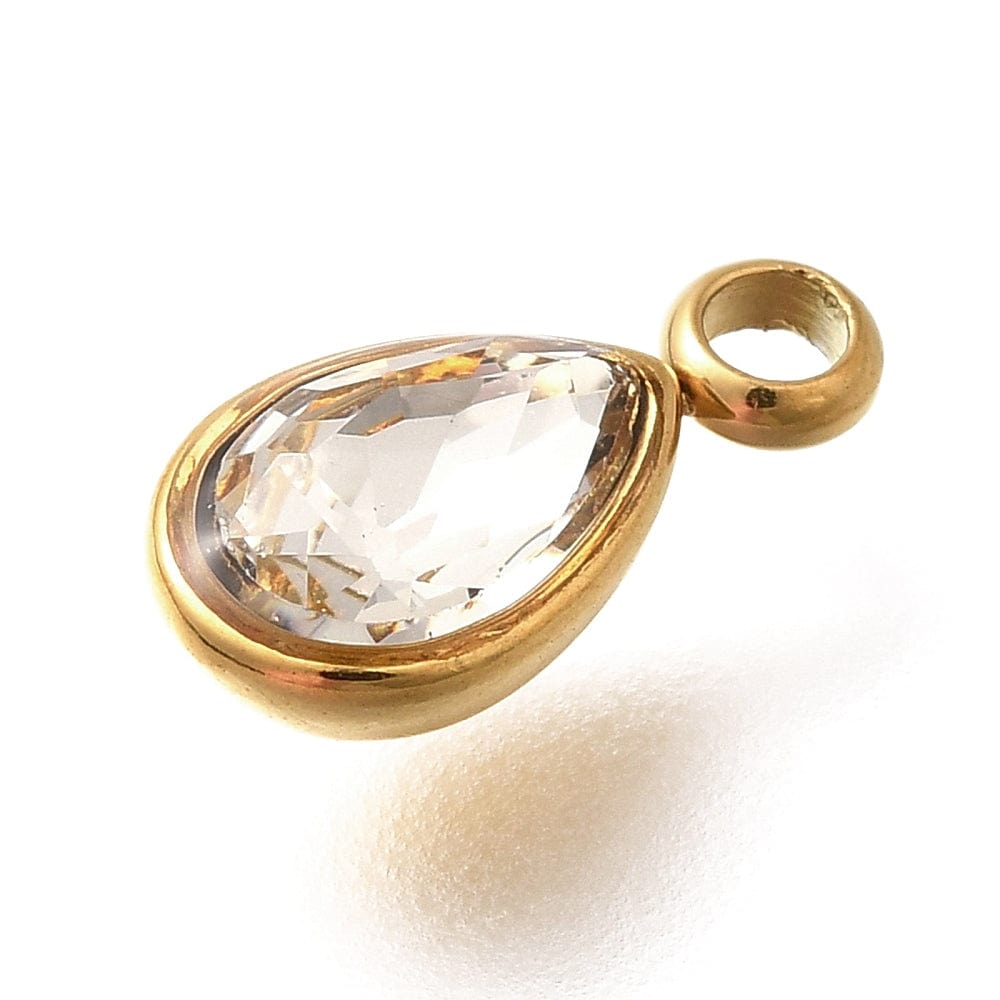 Vandfast Dråbe Vedhæng, Forgyldt Stål, 10,5x5,5mm - Uniq Perler - 897391