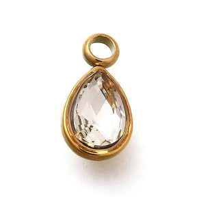 Water-resistant Drop Pendant, Gold-plated Steel, 10.5x5.5mm - Uniq Perler - 897391