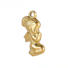 Water-resistant Angel Pendant - Gold-plated Steel (10x18 mm) - Uniq Perler - 062279