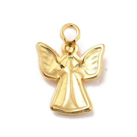 Vandfast Engle Vedhæng, 18K Forgyldt Stål, (19x14mm) - Uniq Perler - 113813