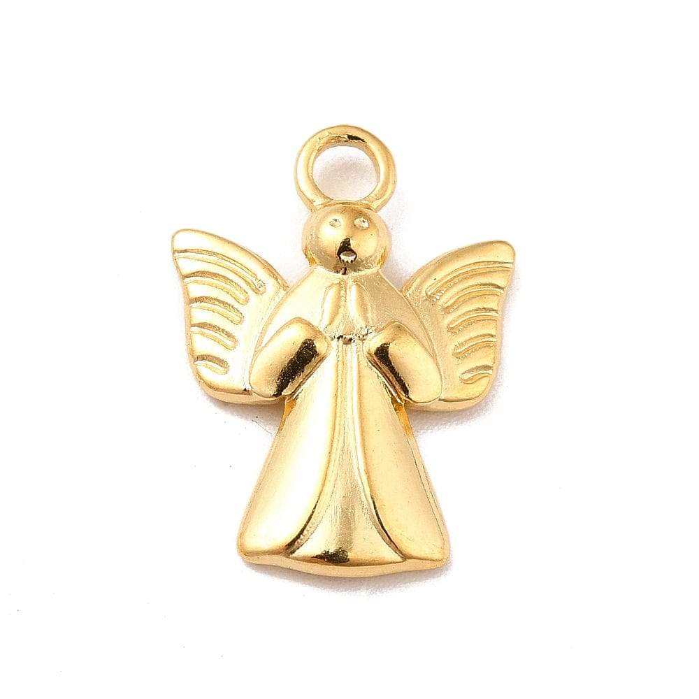 Vandfast Engle Vedhæng, 18K Forgyldt Stål, (19x14mm) - Uniq Perler - 113813