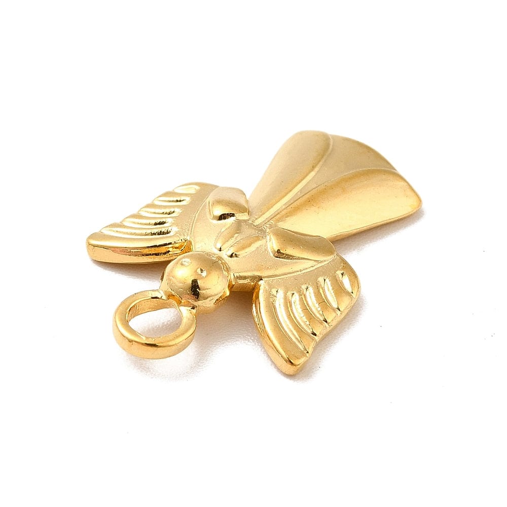 Vandfast Engle Vedhæng, 18K Forgyldt Stål, (19x14mm) - Uniq Perler - 113813