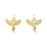 Vandfast Engle Vedhæng - 18K Forgyldt Stål (23x20mm) 2 stk - Uniq Perler - 