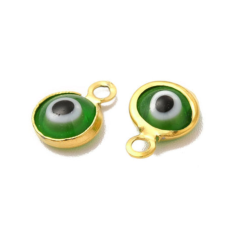 Vandfast Evil Eye Vedhæng, Assorteret Farver, 18K Forgyldt Stål, 9,5mm, 10 stk. - Uniq Perler - 113738