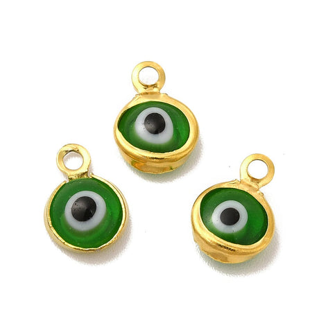 Vandfast Evil Eye Vedhæng, Assorteret Farver, 18K Forgyldt Stål, 9,5mm, 10 stk. - Uniq Perler - 113738