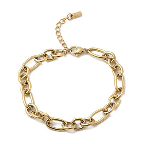 Water-resistant Figaro Bracelet – 18K Gold-plated Steel (16cm) - Uniq Perler - 115825