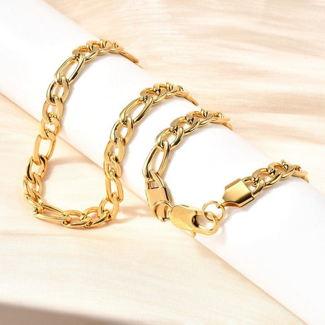 Vandfast Figaro Halskæde – 22K Forgyldt Stål (50cm) - Uniq Perler - 115723