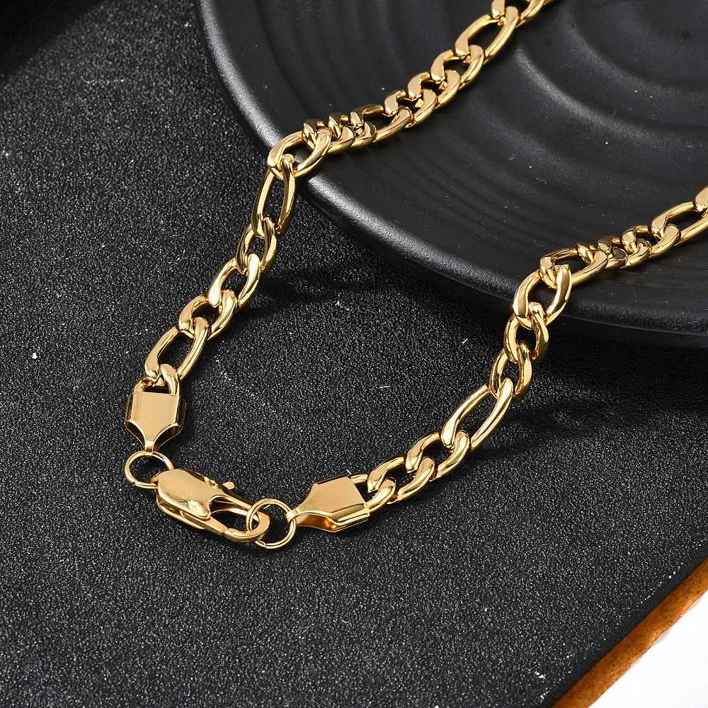 Vandfast Figaro Halskæde – 22K Forgyldt Stål (50cm) - Uniq Perler - 115723