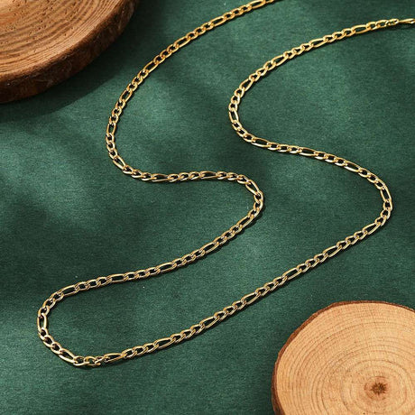 Water-resistant Figaro Necklace – Gold-plated Steel (45cm) - Uniq Perler - 0000003862