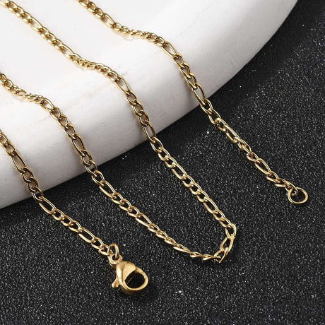 Water-resistant Figaro Necklace – Gold-plated Steel (45cm) - Uniq Perler - 0000003862