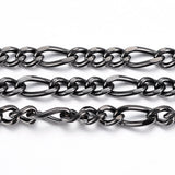 Vandfast Figaro Kæde – Sort Stål, Facetteret (4~6x3x0,8mm) - Uniq Perler - 125034
