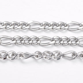 Vandfast Figaro Kæde – Stål, Facetteret (4~6x3x0,8mm) 1 meter - Uniq Perler - 125027