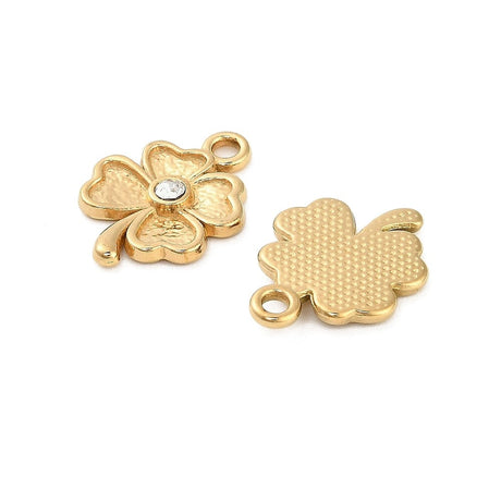 Vandfast Firkløver Vedhæng, Forgyldt, (18x13mm) - Uniq Perler - 091218