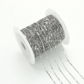 Wasserdichte Flache Figaro Kette, Stahl, 2x0,6mm, 1m - Uniq Perler - 114044