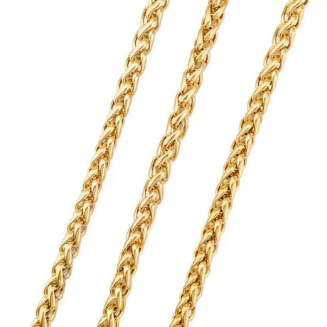 Vandfast Flettet Kæde, Forgyldt Stål, (4mm, 1m) - Uniq Perler - 358488